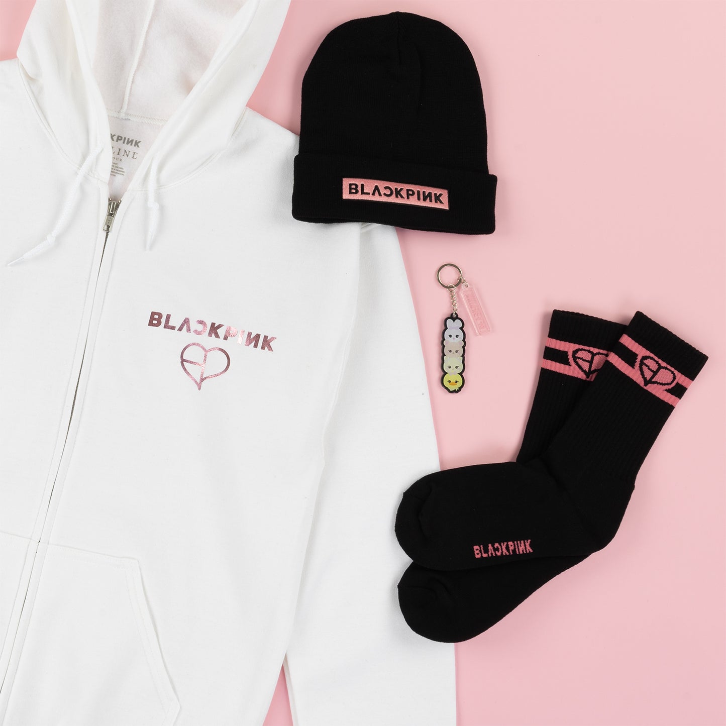 BLACKPINK Foil Zip Hoodie White