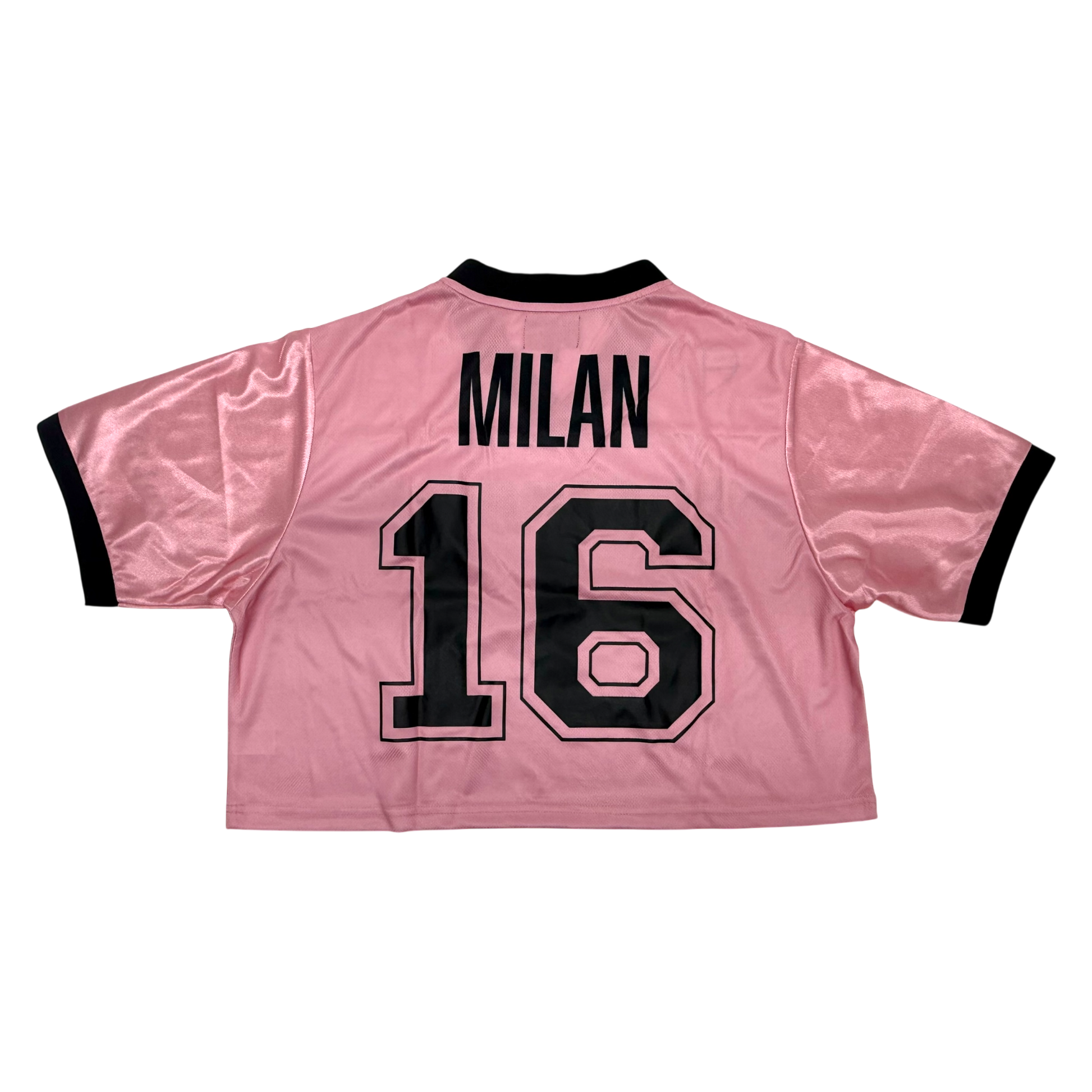 Pink sports jersey with 'Milan' and number '16' on the back. 